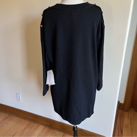 St. John Collection Marie Grey Tunic Sweater Santana Knit Black Large MSRP $390 - Picture 7 of 8